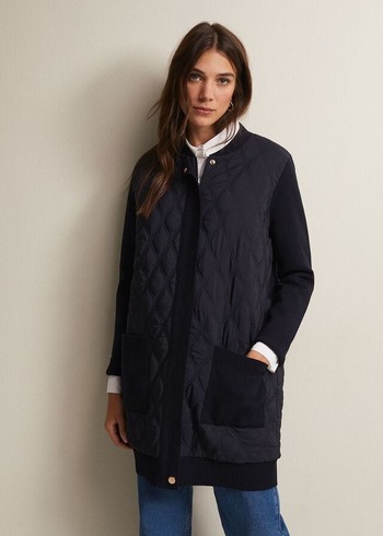 Phase Eight Zadie Quiltedigan Coats Navy USA | 4671298-UP